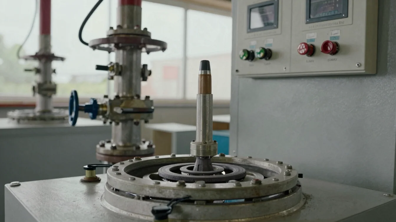 Close view of a furnace burner assembly and its controls being in